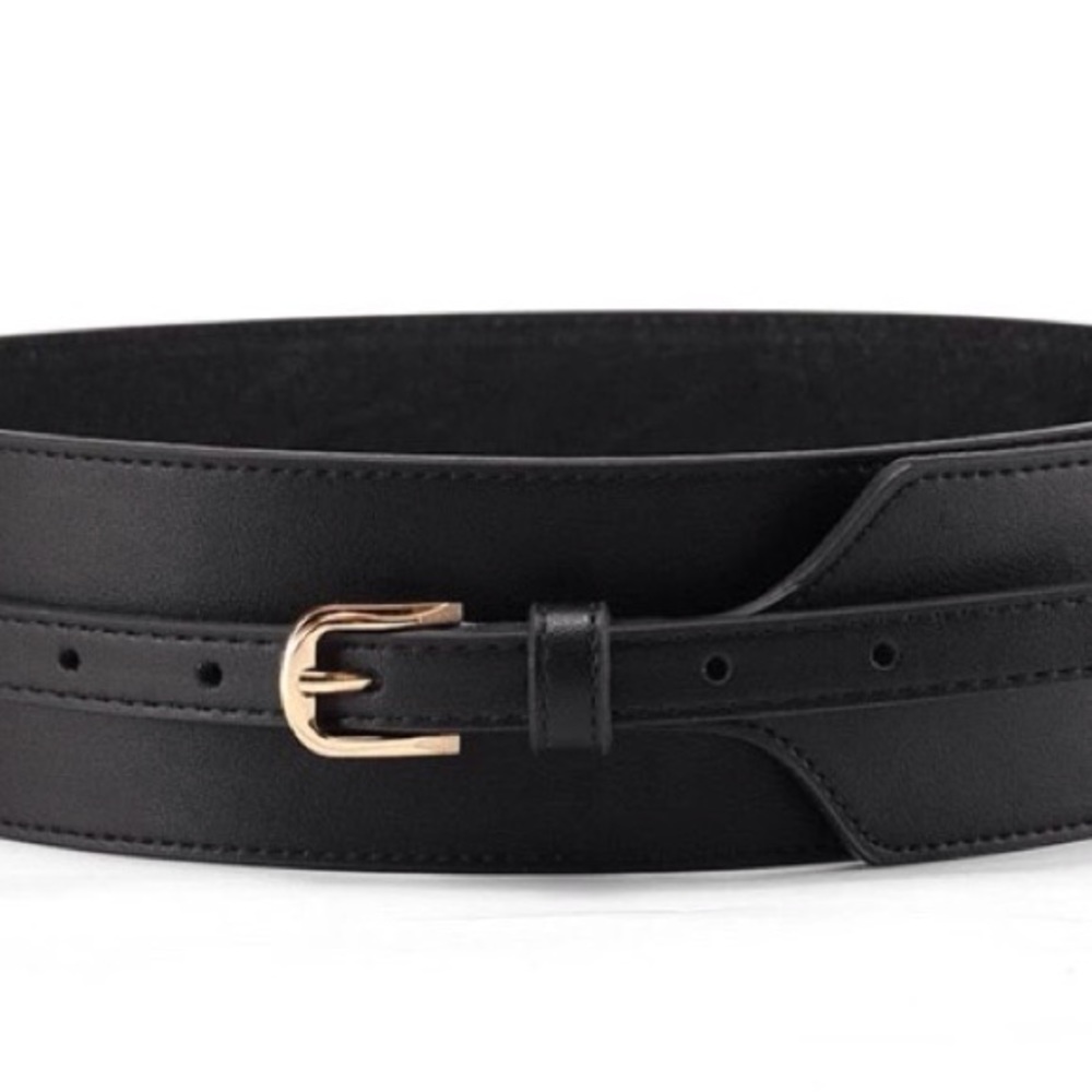 IN NOW  Black or Red wide leather belt - Picture 2 of 4